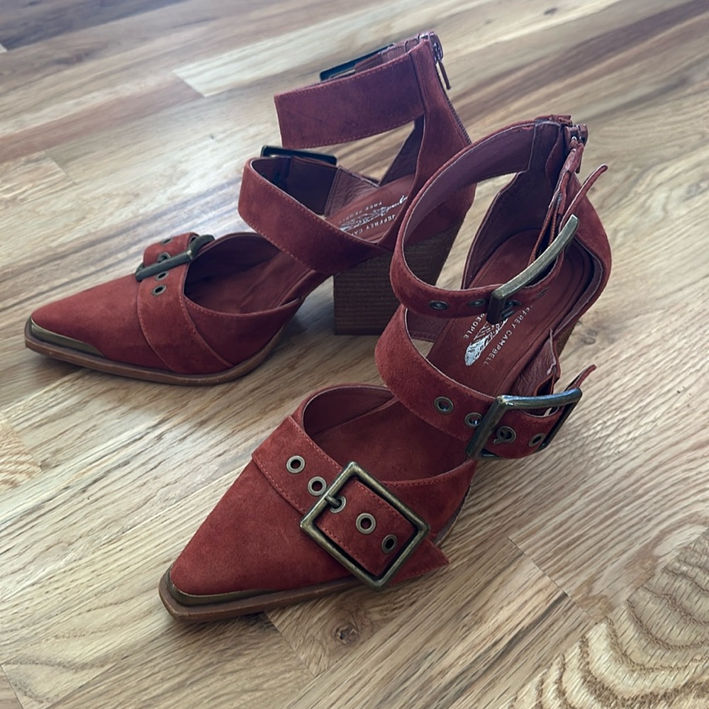 Jeffrey Campbell Free People western buckle strap heels 7.5